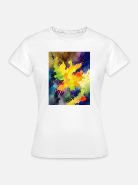 Farbexplosion Abstrakt Spritzer - Frauen T-Shirt - Weiß