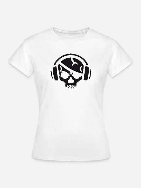 Schädel mit Kopfhörer - Frauen T-Shirt - Weiß