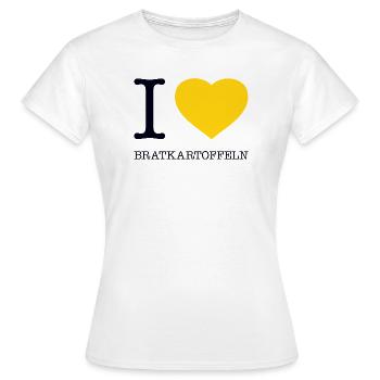 I love Bratkartoffeln - Frauen T-Shirt - Weiß - Vorne - AI Model Female 172 dark (172cm)