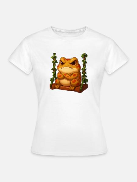 Süßer Frosch schwingt auf der Schaukel Cartoon - Frauen T-Shirt - Weiß