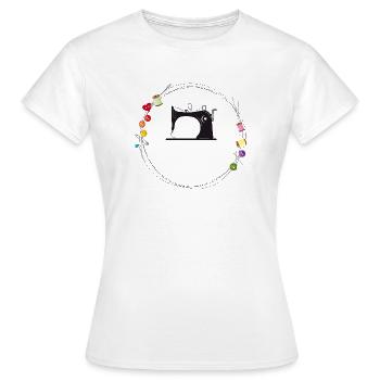 Machine à coudre vintage – Design créatif de travaux d’aiguille - T-shirt Femme - blanc - Devant - AI Model Female 172 dark (172cm)