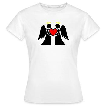 Couple d’anges avec pictogramme coeur - T-shirt Femme - blanc - Devant - AI Model Female 172 dark (172cm)