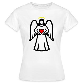 Ange-Couple-avec-Pictogramme-Coeur-2 - T-shirt Femme - blanc - Devant - AI Model Female 172 dark (172cm)