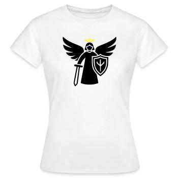 Ange Guerrier Pictogramme Bouclier - T-shirt Femme - blanc - Devant - AI Model Female 172 dark (172cm)