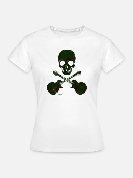 Skull & crossed Guitars - Frauen T-Shirt - Weiß