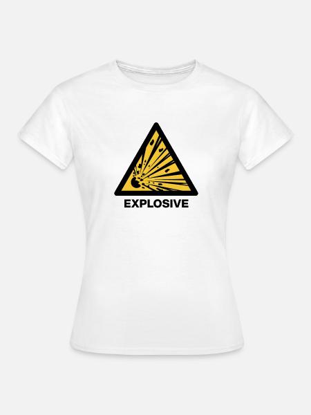 Explosive Warnzeichen Funshirt - Frauen T-Shirt - Weiß