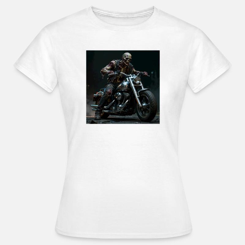 Zombie biker on motorcycle in pit light - Women's T-Shirt - white