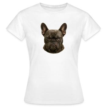 Ernster Franz Bulldogge Kopf - Frauen T-Shirt - Weiß - Vorne - AI Model Female 172 dark (172cm)