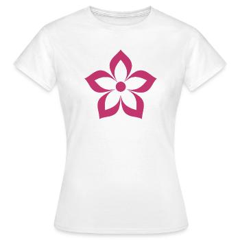 Fleurs magenta, roses - T-shirt Femme - blanc - Devant - AI Model Female 172 dark (172cm)