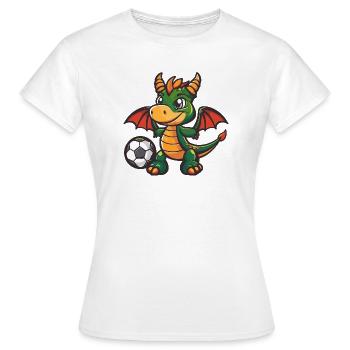 Drache mit Ball - Frauen T-Shirt - Weiß - Vorne - AI Model Female 172 dark (172cm)