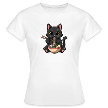 Schwarze Katze gierige Ramen - Frauen T-Shirt - Weiß - Vorne - AI Model Female 172 dark (172cm)