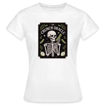 The Crunch Oracle Skelett Und Gurken Humor - Frauen T-Shirt - Weiß - Vorne - AI Model Female 172 dark (172cm)