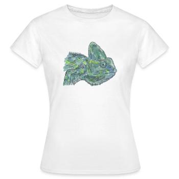 blau türkises Chamäleon Chamaeleon zeylandicus - Frauen T-Shirt - Weiß - Vorne - AI Model Female 172 dark (172cm)
