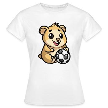 Hamster câlin avec ballon de foot - T-shirt Femme - blanc - Devant - AI Model Female 172 dark (172cm)