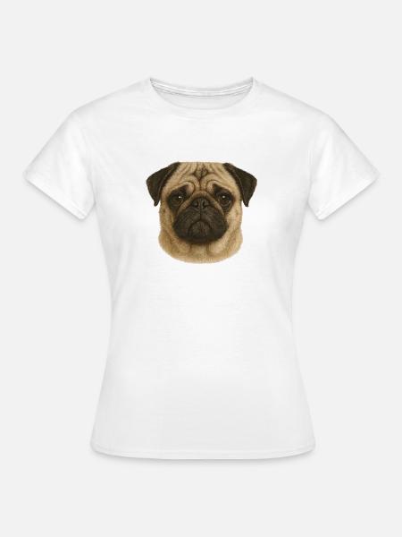 Pug Gesicht Portraet Illustration - Frauen T-Shirt - Weiß