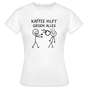 Kaffee hilft gegen alles Strichmännchen - Frauen T-Shirt - Weiß - Vorne - AI Model Female 172 dark (172cm)