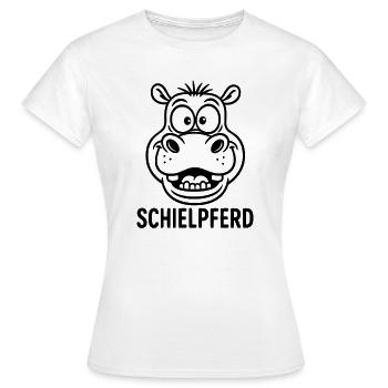 Squint Horse Kids Joke - Women's T-Shirt - white - Front - AI Model Female 172 dark (172cm)