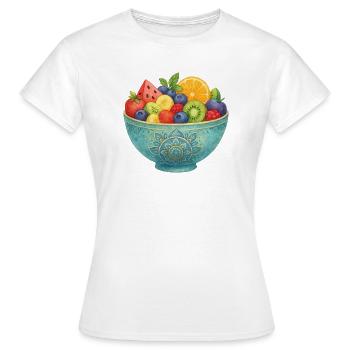 Watercolor Fruit in Mandala Fruit Bowl Healthy Fruits - Women's T-Shirt - white - Front - AI Model Female 172 dark (172cm)
