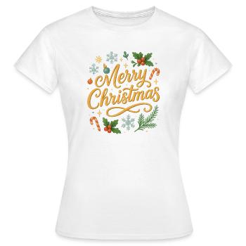 Lettrage de joyeux Noël - T-shirt Femme - blanc - Devant - AI Model Female 172 dark (172cm)
