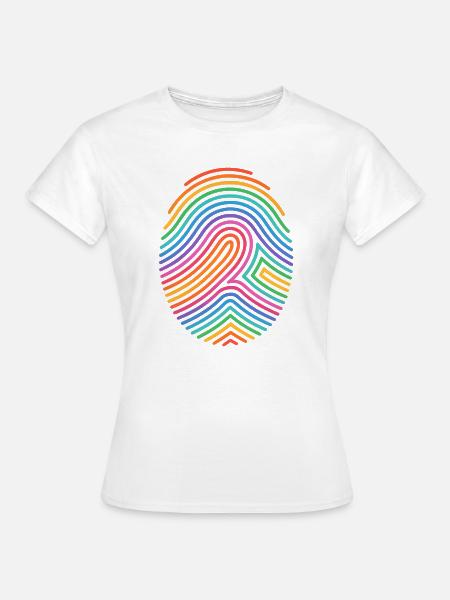 Regenbogen Fingerabdruck Muster - Frauen T-Shirt - Weiß