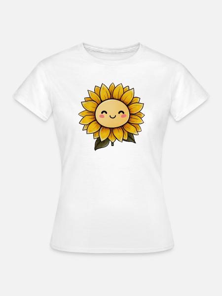 Sonnenblume mit Gesicht - Frauen T-Shirt - Weiß