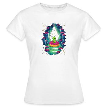 La grotte des beignets extraterrestres - T-shirt Femme - blanc - Devant - AI Model Female 172 dark (172cm)