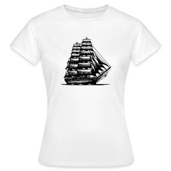 Un navire à voile vintage rêve de pure nostalgie - T-shirt Femme - blanc - Devant - AI Model Female 172 dark (172cm)