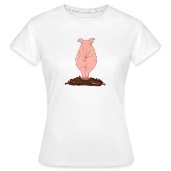 Pink pig from behind - Women's T-Shirt - white - Front - AI Model Female 172 dark (172cm)