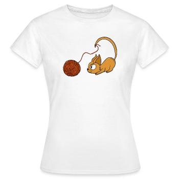Un fil orange joueur qui poursuit un chat - T-shirt Femme - blanc - Devant - AI Model Female 172 dark (172cm)