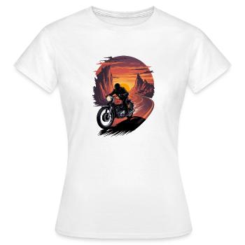 Motard avant le coucher du soleil en mode ouvert - T-shirt Femme - blanc - Devant - AI Model Female 172 dark (172cm)