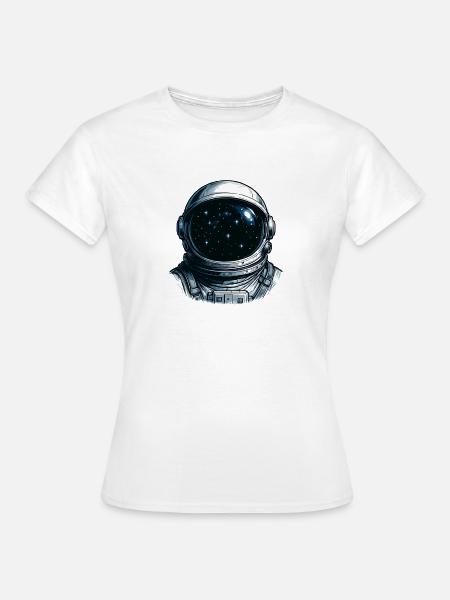 Astronaut Visier Sternenhimmel - Frauen T-Shirt - Weiß