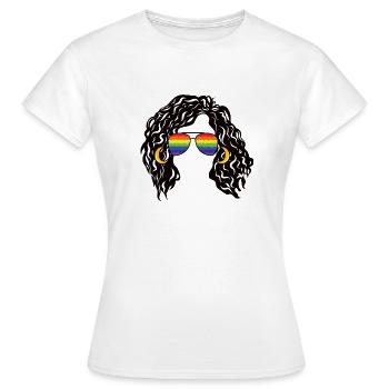 Teintes arc-en-ciel Afro Girl Cheveux Bouclés Fierté Rétro - T-shirt Femme - blanc - Devant - AI Model Female 172 dark (172cm)