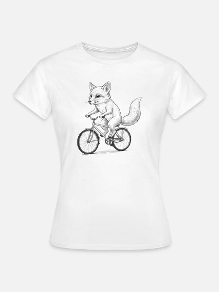 Fox-Radfahrer-Sketch auf dem Fahrrad - Frauen T-Shirt - Weiß
