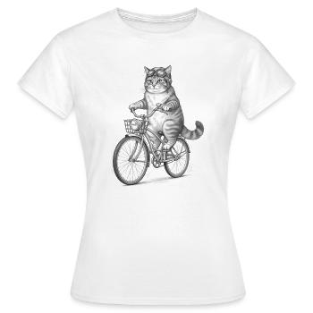 Katzenradfahrer mit Schutzbrille - Frauen T-Shirt - Weiß - Vorne - AI Model Female 172 dark (172cm)