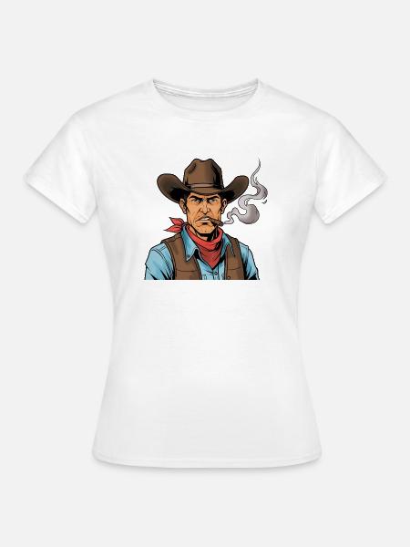 Cowboy mit Zigarre - Frauen T-Shirt - Weiß