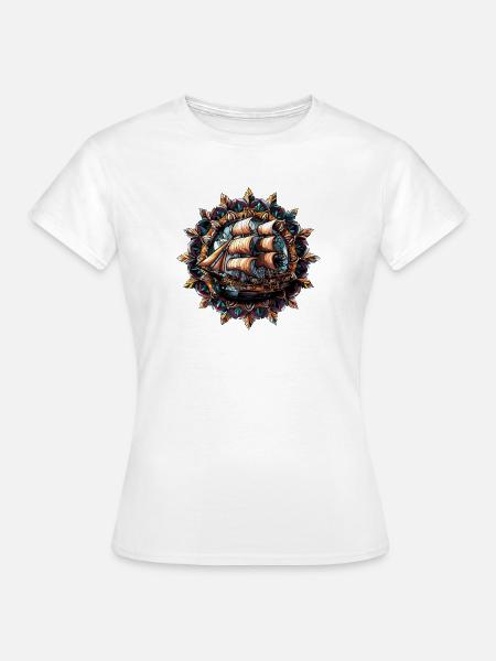 Kaleidoskopisches Segelschiff - Frauen T-Shirt - Weiß