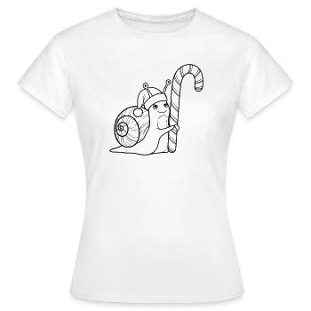 Escargot de Noël doux avec canne d’orge d’orge - T-shirt Femme - blanc - Devant - AI Model Female 172 dark (172cm)