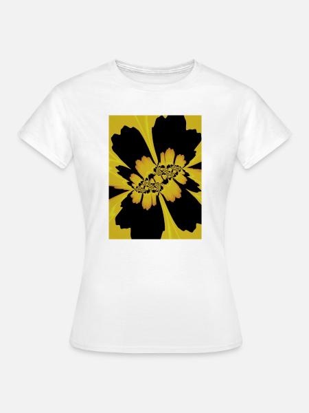 Gelb Schwarz Blume - Frauen T-Shirt - Weiß