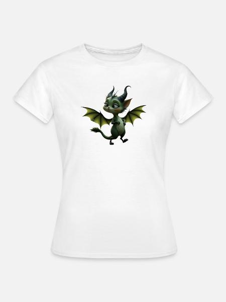 Geflügelter Grüner Drache - Frauen T-Shirt - Weiß