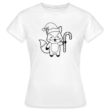 Renard de Noël avec illustration de canne d’orge - T-shirt Femme - blanc - Devant - AI Model Female 172 dark (172cm)