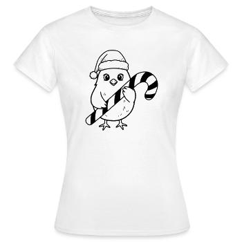 Oiseau de Noël mignon avec illustration de canne d’orge d’orge - T-shirt Femme - blanc - Devant - AI Model Female 172 dark (172cm)