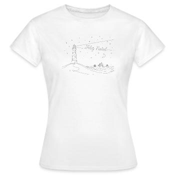 feliz natal, Weihnachtsstimmung, Leuchtturm, Meer - Frauen T-Shirt - Weiß - Vorne - AI Model Female 172 dark (172cm)