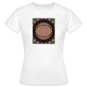 Mandala Flower Cascade - Women's T-Shirt - white - Front - AI Model Female 172 dark (172cm)