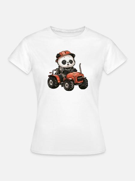 Panda Traktor Farmer - Frauen T-Shirt - Weiß