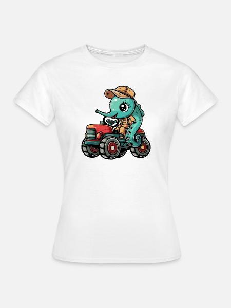 Seepferd Traktor Farmer - Frauen T-Shirt - Weiß
