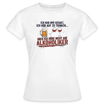 Witziger Trinkspruch mit Bier & Wein - Frauen T-Shirt - Weiß - Vorne - AI Model Female 172 dark (172cm)
