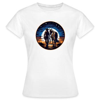 Cavaliers de l’Ouest au coucher du soleil - T-shirt Femme - blanc - Devant - AI Model Female 172 dark (172cm)