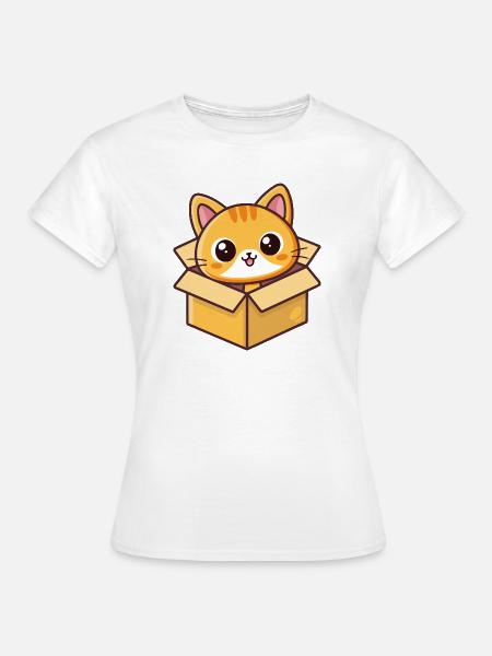 Süßes Kätzchen in der Zeichentrickbox - Frauen T-Shirt - Weiß