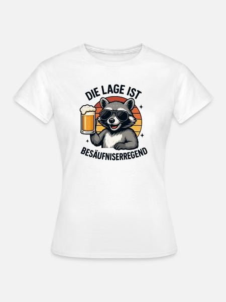 Raccoon Bierheld Sonnenbrille Waschbär bier - Frauen T-Shirt - Weiß