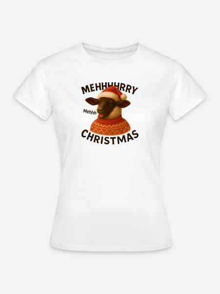 Meh Weihnachts-Schaf-Pullover - Frauen T-Shirt - Weiß
